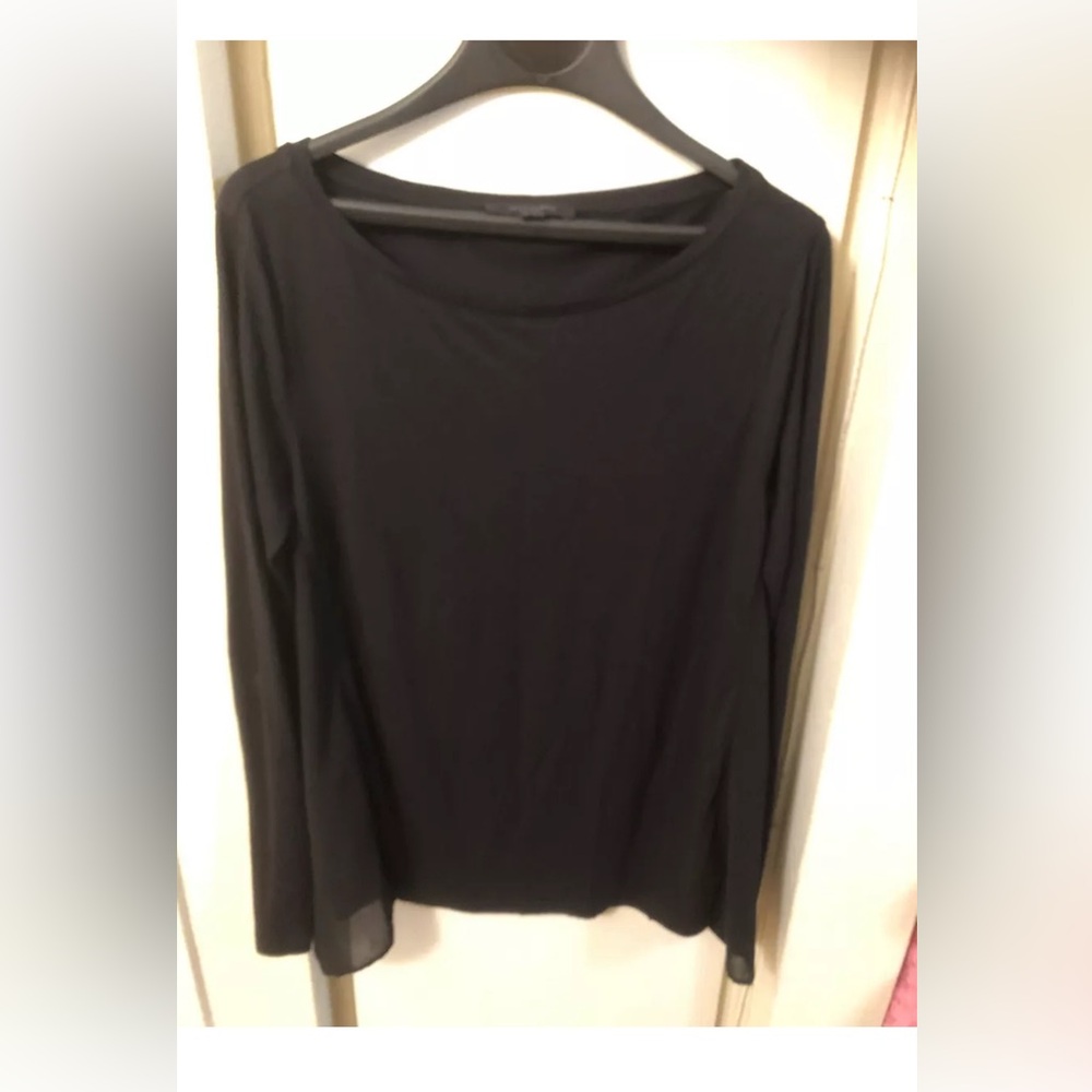 allsaints black long sleeves top sides sheer sz m